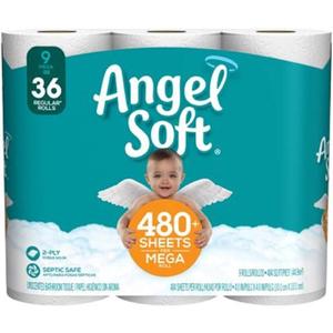 Angel Soft Toilet Paper, 36 Mega Rolls, 36 = 144 Regular Rolls, Bath Tissue, 4 Packs of 9 Rolls