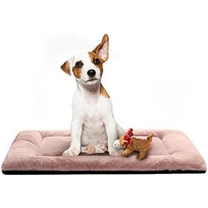 Dog Beds Crate Pad for Medium Dogs Fit Dog Crates,Washable & Anti-Slip Kennel Pad for Dogs Cozy Sleeping Mat,Pink 30inch