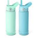 Fimibuke Kids Insulated Water Bottle, 18oz BPA FREE Kids Cup with Straw Double Wall Vacuum Tumbler 18/8 Stainless Steel Leak Proof Toddler Water Bottle for School Boys Girls (2 Pack,Underwater World)