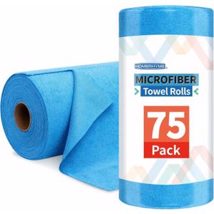 Microfiber Cleaning Cloth Roll, 75 Pack Tear Away Microfiber Towel, Reusable Washable Shop Towels, Lint Free All-Purpose Cleaning Rags Wash Cloths for Home Car Kitchen Automotive 11.5"x11.5"