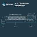 Eastman 6 Foot Dishwasher Drain Hose, Fit with 5/8 Inch, 7/8 Inch, or 1 Inch OD Drain Outlet, 90 Degree Rubber Elbow, Corrugated, Gray Polypropylene, 91227