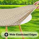 Smiry Round Picnic Tablecloth, Wipeable Flannel Backed Vinyl Tablecloths for 57" - 68" Tables, Waterproof Elastic Fitted Table Covers for Camping, Indoor, Outdoor, Khaki, For Up to 57"-68" Round