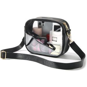 TOBVZOO Clear Bag Stadium Approved, Crossbody Transparent Bag for Concerts Sports Events, Purses for Men & Women (Black)