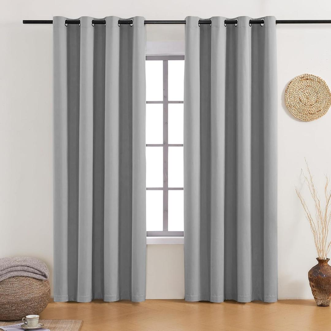Grommet 100% Blackout Curtains for Bedroom 84 inches Long 2 Panels Set Blocking Curtains Window Treatments for Living Room(52" W x 84" L, Deep Gray)