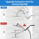 PDPBath Shower Extension Arm, 12" Upgrade Stainless Steel Shower Head Shower Head Extender, Adjustable Height Extended with G1/2 Universal Connection for Vertical Rainfall Shower Head - Chrome