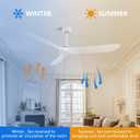 60 Inch Indoor/Outdoor Ceiling Fan with Remote Control,Modern White Ceiling Fan with Reversible Quiet DC Motor,3 ABS Blades for Living Room,Bedroom,Patios,Farmhouse