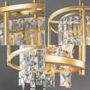 LMQNINE Modern Foyer Chandelier, Gold Crystal Chandelier Entryway Pendant Light Fixture, Round Adjustable Height Chandeliers for Kitchen Island, L11.81'' x H7.87''