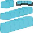 14Pcs Outdoor Cushion Covers Replacement Washable w/Zipper for 6-Seaters Sofa Patio Slipcovers Set Seat and Back Covers Only-23.6x23.6x4inch