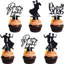 16PCS Black Glitter Prom 2026 Cupcake Toppers - Class of 2026 Senior High School Prom Night Graduation Party Decorations, 5.9''x5.5"