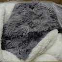 Luxury Faux Fur Shaggy Comforter Set Full/Queen Size, Plush & Sherpa Reversible Comforter Tie Dye Black, 3 Pieces Fluffy Fuzzy Bedding Set Ultra Soft and Warm for Winter (1 Comforter + 2 Pillowcases), Queen 86"x86"