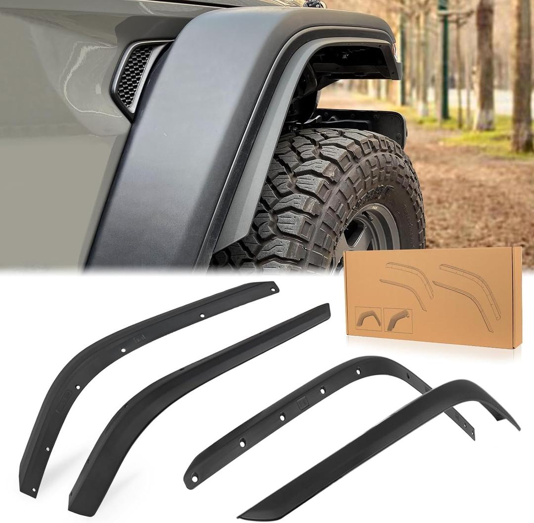 Front & Rear Fender Flares Compatible with 2020-2024 Jeep Wrangler Gladiator JT Mojave & Rubicon, Off-Road Wheel Flares Liner 4 PCS (Only Fit High Clearance Fender Flares)