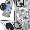 for iPhone 13 Case for Women Girls - Cute Design Compatible with Magsafe Magnetic Ring Holder Stand Sea Fish Aesthetic Pattern TPU Phone Covers for iPhone 13 Phone Case
