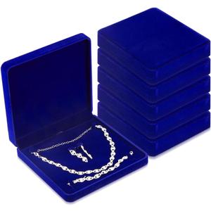 Yinkin 6 Pcs Velvet Jewelry Set Box Jewelry Display Case Earring Ring Bracelet Necklace Gift Box Pearl Necklace Storage Case for Mother's Day Wedding Travel Anniversary(Royalblue)