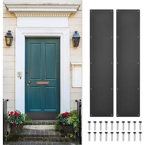 uxcell 2pcs Door Kick Plate, 6 x 28 Inches Aluminum Kick Plate Door Plate, 1.5mm (1/16 Inch) Thickness, for Exterior Front Door or Back Door, Black