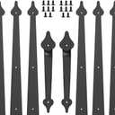 Decorative Garage Door Hardware Kit Carriage House Accents 8 Hinges and 4 Handles for 2 Car Garage, Screw Mounted, Black Steel