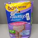 Always Discreet Adult Diapers for Women, Incontinence Underwear, Postpartum Essentials, Disposable Briefs, Max Absorbency, Bladder Leak Protection, Small/Medium, 32ct