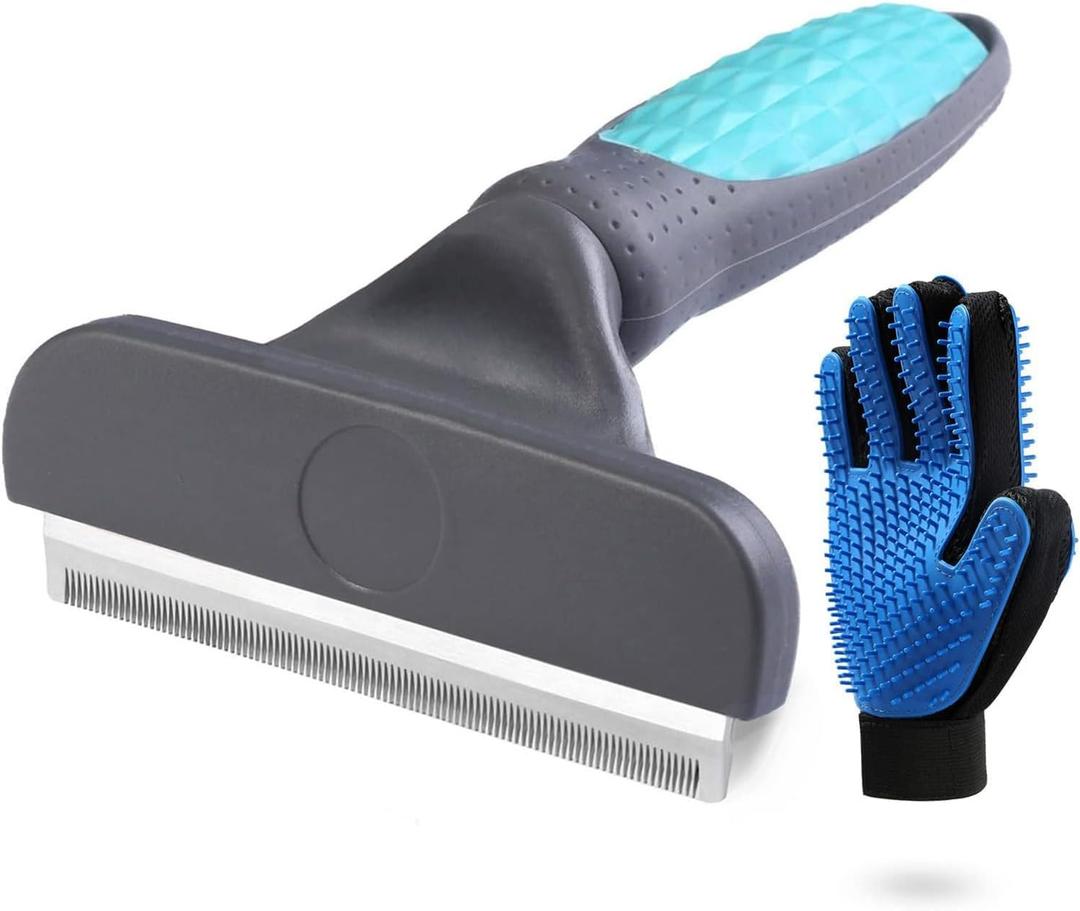 Dog Brush for Shedding Short Haired Dogs, Undercoat Deshedding Tool Set, Gently and Effectively Remove Loose Hair and Reduce Shedding, Includes a Brush and a Double-sided Silicone Glove