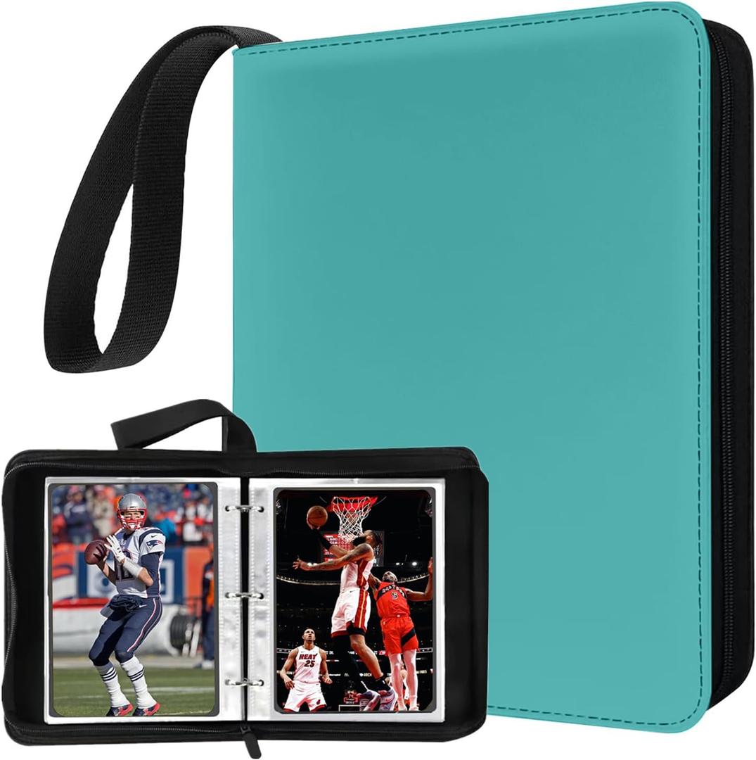 Mini Card Binder, 1-Pocket Super Lightweight Zipper Binder Holds 80+ Trading Cards, Small Cards Binder for TCG, MTG, Sports & Game Cards, Portable Gift for Girls & Collectors (Sky blue)