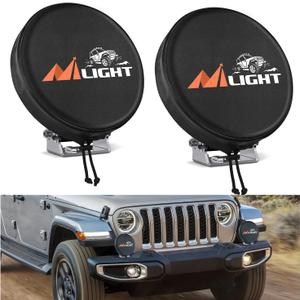 Nilight 7 Inch Round Offroad Driving Pod Light Cover, 7.25 In Diameter Black Leather Protective Cover for Auxiliary Ditch Fog Bumper Headlight on Jeep Truck SUV ATV UTV Tractor