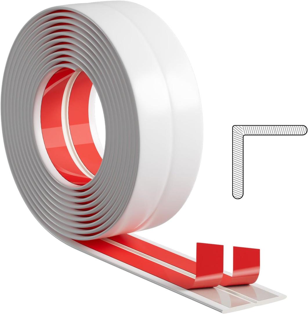 Flexible Wall Corner Protector - 1.6 in Width Peel & Stick Molding - 90 Inside & Outside Corner Guards - White