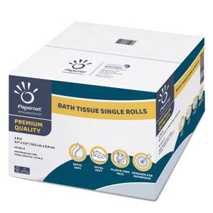 Papernet Toilet Tissue 48 Single Rolls with 400 Premium Quality Sheets per roll | Compatible with Universal Dispensing System | 2 ply 400 sheets 4.1 x 4.0