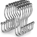 Metal Shower Curtain Hooks, Set of 12, Rust Proof Shower Curtain Hooks Rings, Durable S Shaped Hooks Hangers for Shower Curtains, Kitchen Utensils, Clothes, Towels (Chrome)