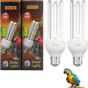 KINGYEENUO 2 Pack E26 UVA UVB Light Bulb for Birds 2.4 UVB 20W Compact Flourescent Lamp for All Kinds Captive Birds, Natural Sunlight Simulation Bird Parrot Light Bulb