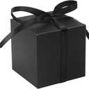 COTOPHER 60pcs Wedding Favor Boxes, Paper Gift Boxes 3x3x3 Inches Small Gift Boxes with Ribbons, Easy Assemble Boxes (Black)