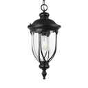 Diyel Outdoor Pendant Lantern Light Fixture for Front Porch, 12 Inch Large Vintage Exterior Hanging Chandelier with Clear Seedy Glass, Black Outdoor Indoor Pendant Lamp for Patio, Gazebo, Entryway