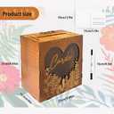 Wooden Heart Wedding Card Box with Acrylic Window - Rustic Card Boxes for Wedding Reception & Bridal Shower, Wooden Money Holder for Honeymoon Fund, Includes 20 Cards & Pen