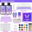 HeyClear UV Resin Kit 200g with Upgraded Large UV Light, Molds and Casting Tools -Super Clear, Hard, Premixed and Fast Curing UV Glue for Coating, Jewelry Making, DIY Craft Decorations