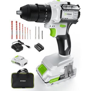 Cordless Drill, ETOOLAB Power Brushless Drill Set 45 Pieces, 531lbf.in Professional 3-in-1 20V Impact Drill Driver with 2.0Ah Battery