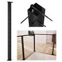 Muzata Black Corner Cable Railing Post 42 Inch 42"x2"x2" T-drilled One-Post Corner Solution Surface Mount Stainless Steel Cable Railing System Kit Indoor Outdoor with Paper User Guide PS02 B34L