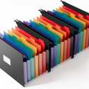SUIN Expanding Hanging File Folders, 7 Pockets Accordion Organizer, Letter Size 1.2" Expansion with Color Tabs for Filing Cabinets (3)