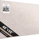 Large Bulletin Board, 48 X 35 Inches Felt Cork Board with 40 Pushpins, Foldable Felt Notice Pin Board Photo Display Board with Self-Adhesive Tape for Office Home School (Oatmeal, 48x35 inch)