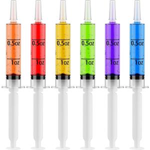 JOLLY CHEF 60 Pack Party Jelly Halloween Shot Syringes, Medium 1.5 oz Container with Lid, Perfect for Plastic Shot Glasses Thanksgiving Christmas