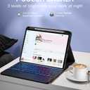 Harvopu Compatible for iPad 11th 10th Generation Case with Keyboard, Folio Cover with Pencil Holder, Multi-Touch Trackpad, 7 Color Backlit, Detachable Keyboard for iPad (A16) 11th/10th Gen (Black)