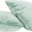 FDP 18" x 18" Velvet Square Pillow Set with Piping; Decorative Throw Pillow for Home Dcor in Living Room, Bedroom or Lounge (2-Pack) - Aloe, 15158-347
