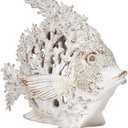 Ocean Decor White Coral Reef Angelfish Sculpture Beach Home Decor Coastal Coral Look Tabletop Collection 11 in x 10 in