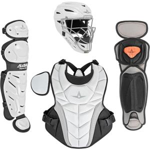All-Star Empress Fastpitch Black/White Catchers Set Female Softball Gear Kit with Helmet, Chest Protector & Leg Guards Sizes Small and Medium