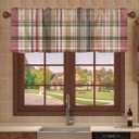 Prime Leader 2 Pack Curtain Valance for Windows Buffalo Check Plaid Brown Plaid Vintage Retro Country Rod Pocket Short Curtains Window Treatments for Kitchen Bathroom Living Room Bedroom, 42x18 Inch