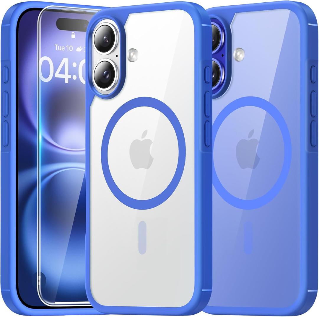 TAURI for iPhone 16 Plus Case, Compatible with MagSafe [Not-Yellowing] with Screen Protectors, Military-Grade Protection, Slim Magnetic Case for 16 Plus 6.7", Blue