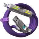 240W 4-in-1 USB C Multi Charger Cable with LED Indicator, PD 5A Fast Charging & Data Sync, Silicone, Compatible for iPhone, Samsung, Laptop, 4FT (Purple)