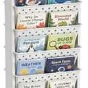 BYFU 6Tier Movable Bookshelf Cart, Rolling File Paper Storage Organizer Mobile Bookcase with Wheels for Home Office Study Classroom, White