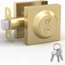 Mega Handles - ROBELL Entry Deadbolt Lock - Heavy Duty Square Locking Deadbolt for Left or Right-Handed Doors - Interior/Exterior - Satin Brass (1 Pack)