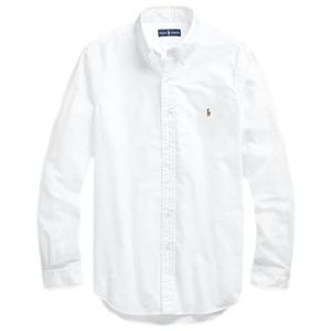 POLO RALPH LAUREN Men's Long Sleeve Oxford Button Down Shirt (Large, White)