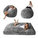 MAXYOYO Giant Bean Bag Chair Bed for Adults, Convertible Beanbag Folds from Lazy Chair to Floor Mattress Bed, Large Floor Sofa Couch, Big Sofa Bed, High-Density Foam Filling, Machine Washable