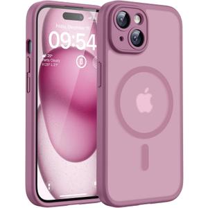 TOCOL Magnetic for iPhone 15 Case, Upgraded Full Camera Protection, Compatible with Magsafe, 15FT Drop Protection, Translucent Matte Back Phone Cover 6.1 inchLilac Purple