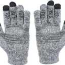 Heat Logic Unisex Thermal Soft Knitted Winter Gloves, Touch Screen Texting Cold Weather Warm Gloves for Men & Women (Grey)