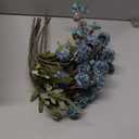 HyeFlora Fake Kiku Flowers, Faux Silk Pompon Mums Artificial Flowers, Chrysanthemum Stems Floral Arrangement Dried Flowers Vintage Decorative Indoor Home Decor Blue with Wax (Vase not Included)